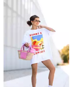 Fehér női póló Vamos La Playa