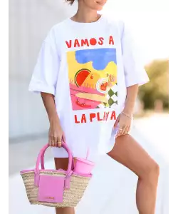 Fehér női póló Vamos La Playa
