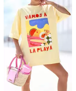 Sárga női póló Vamos La Playa