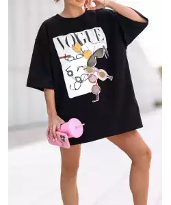 Fekete női VOGUE póló